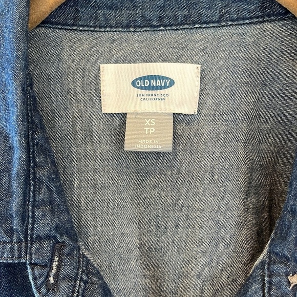 🇪🇸🐠Old Navy Denim Chambray Jumpsuit | Utility Drawstring Waist Short Sleeve XS - Picture 3 of 6